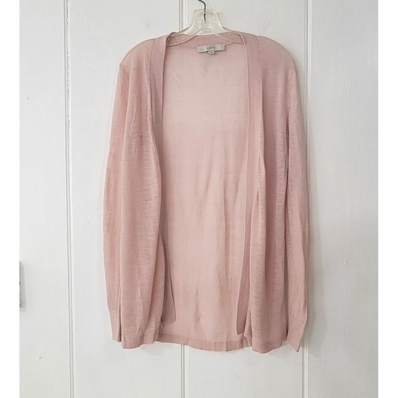 Loft Sheer Pink Rayon Open Front Cardigan - Picture 5 of 5